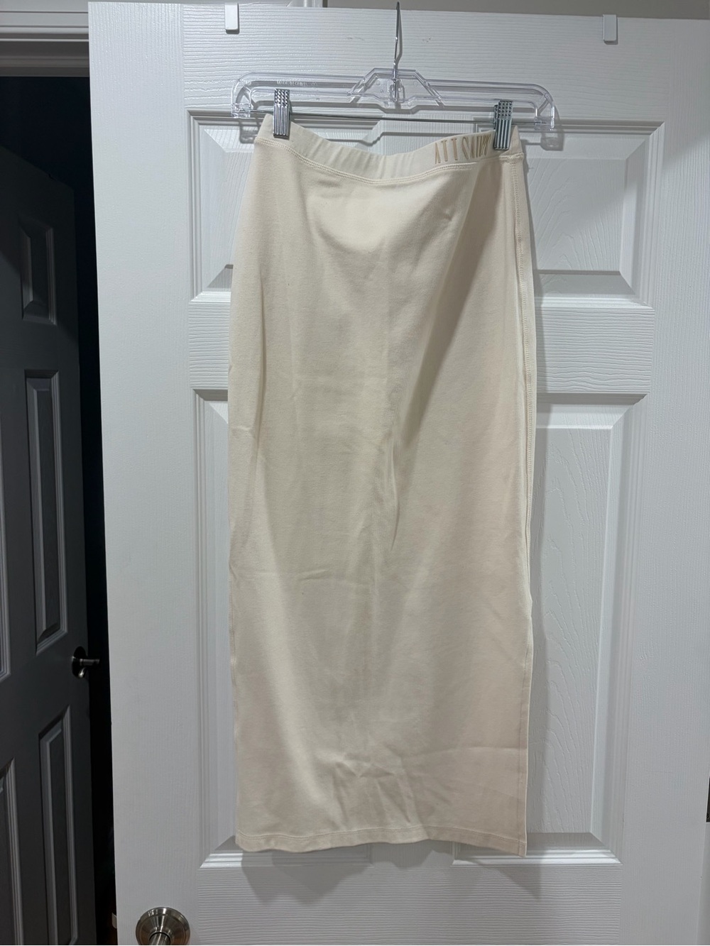 AllSaints Cream Midi Skirt - Straight Silhouette